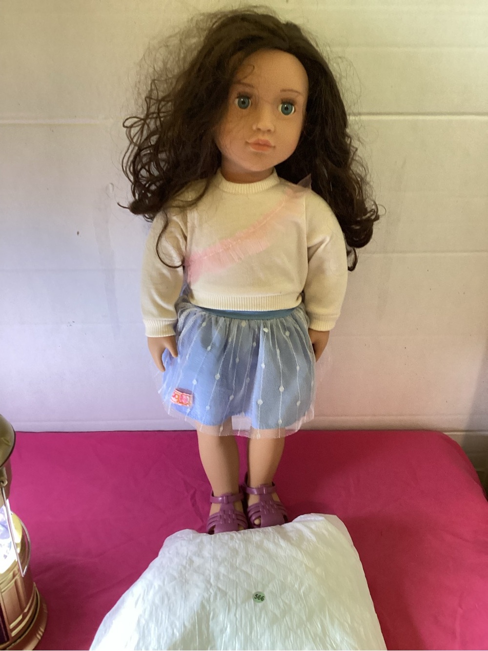 566-Our Generation Long Brown Hair Mindy 18 Inch Doll with Tulle Skirt Outfit